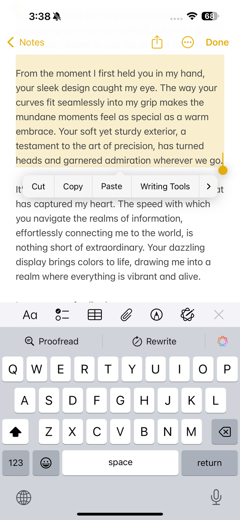 Screenshot 2 of Apple AI writing tools.