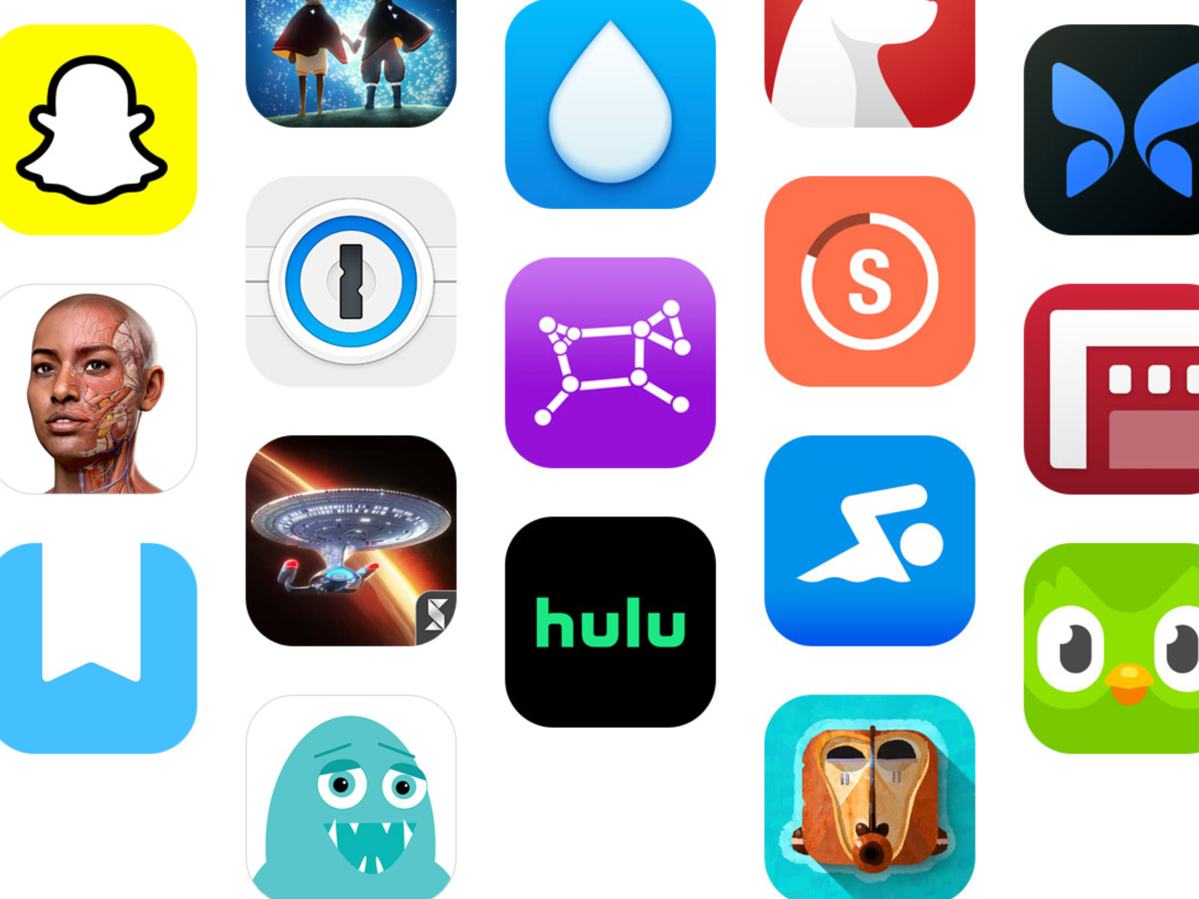 A collage of various app icons, including social media, entertainment, productivity, and educational apps.