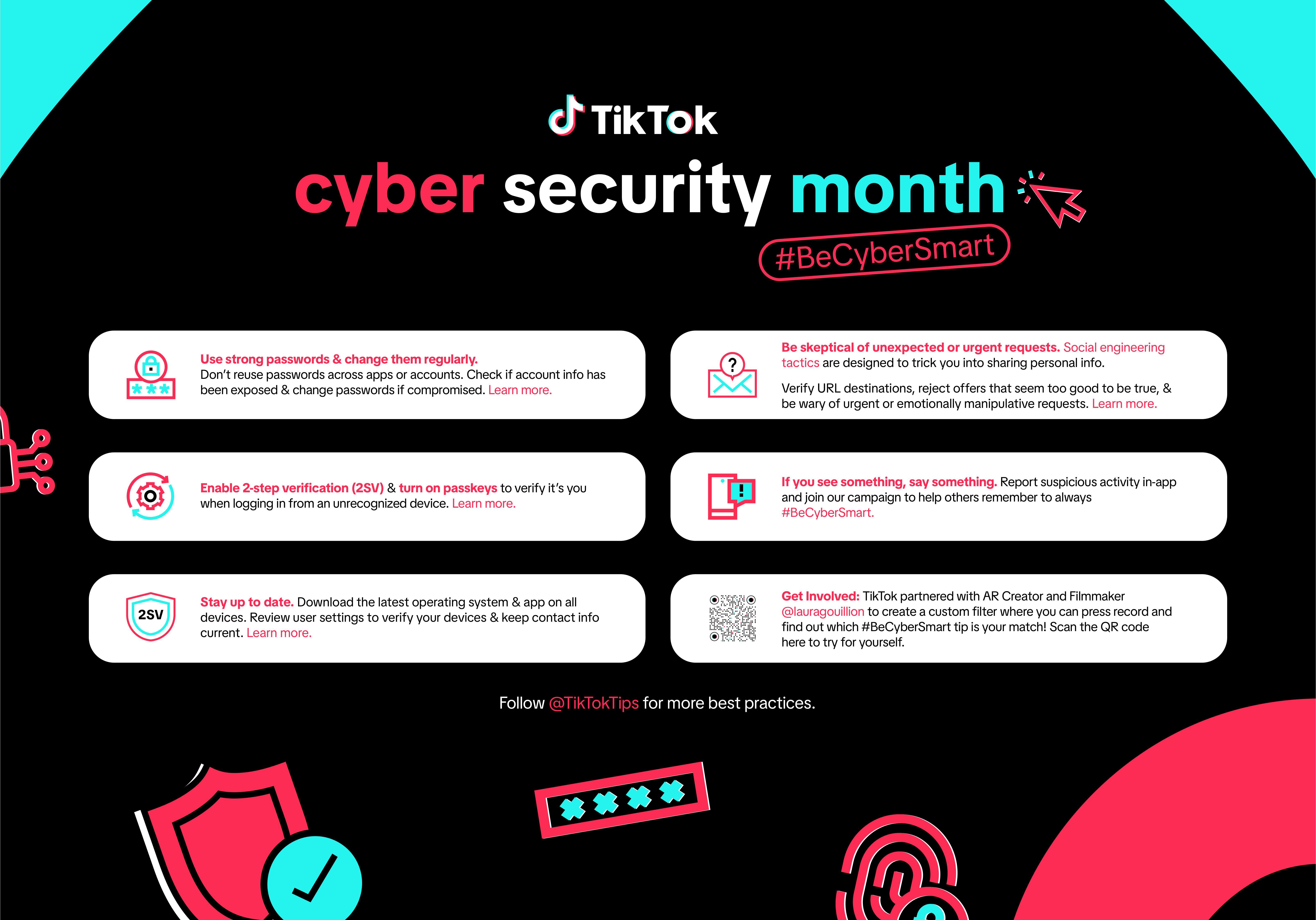 Image credit – TikTok Newsroom - Cybersecurity Awareness Month at TikTok: protect your data