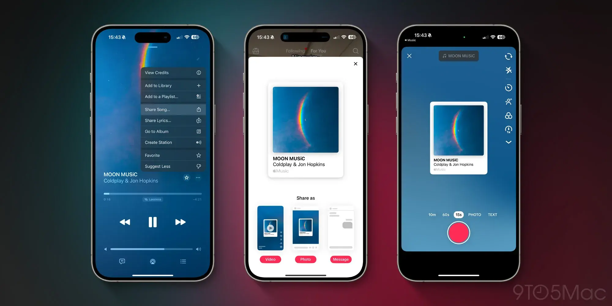 TikTok sharing options. | Image Credit - 9to5Mac - Apple Music gets two useful updates with iOS 18.1 and iPadOS 18.1