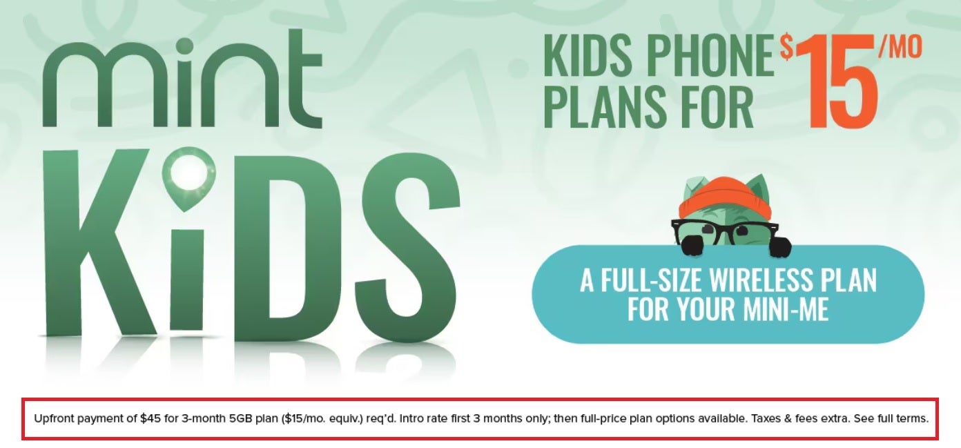 Watch out for the fine print. | Image credit-T-Mobile - Don&#039;t miss the fine print with T-Mobile unit Mint Mobile&#039;s Mint Kids deal