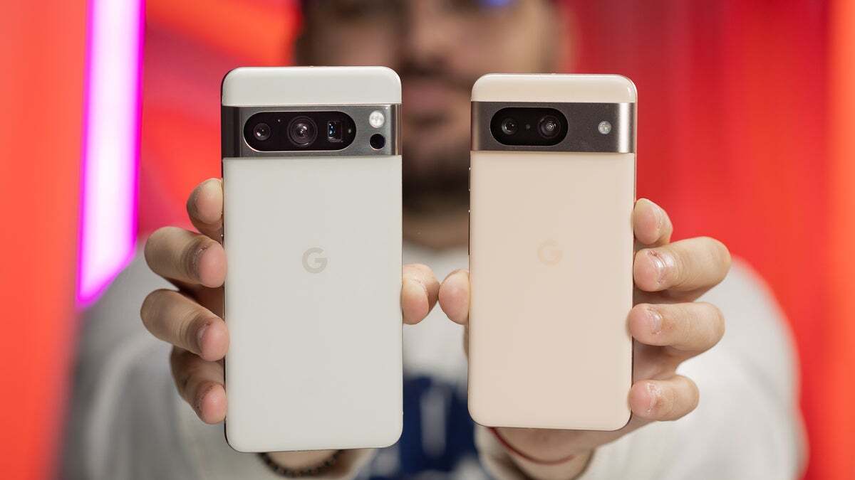 Pixel 8 Pro next to Pixel 8.