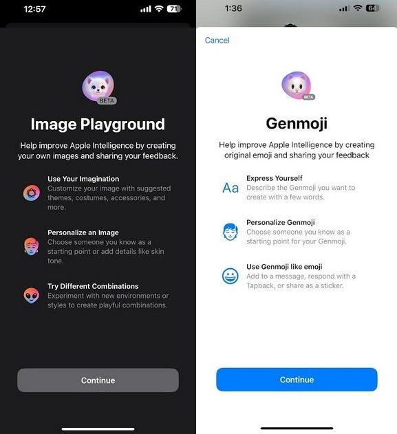 Splash Screens for Image Playground and Genmoji.