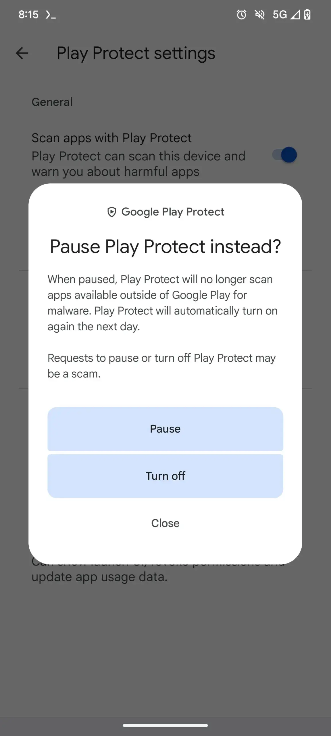 Screenshot of Pause Play Protect feature