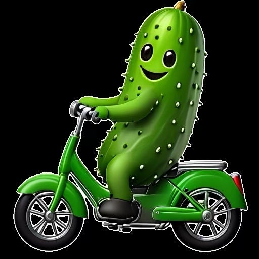 Cucumber riding a bike