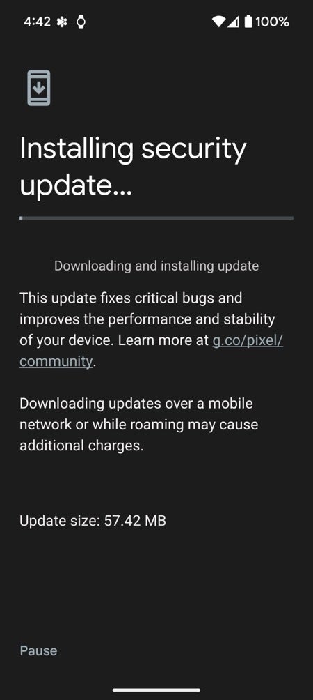 Screenshot from the November Security Update on the Pixel 9 Pro