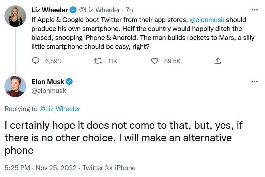 Musk promised to produce a Tesla phone if X/Twitter is bounced from the App Store and Play Store. | Image credit – X - The time for a Tesla phone is now or never