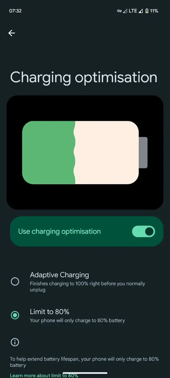 Pixel phones are finally now getting the promised battery charging limit feature