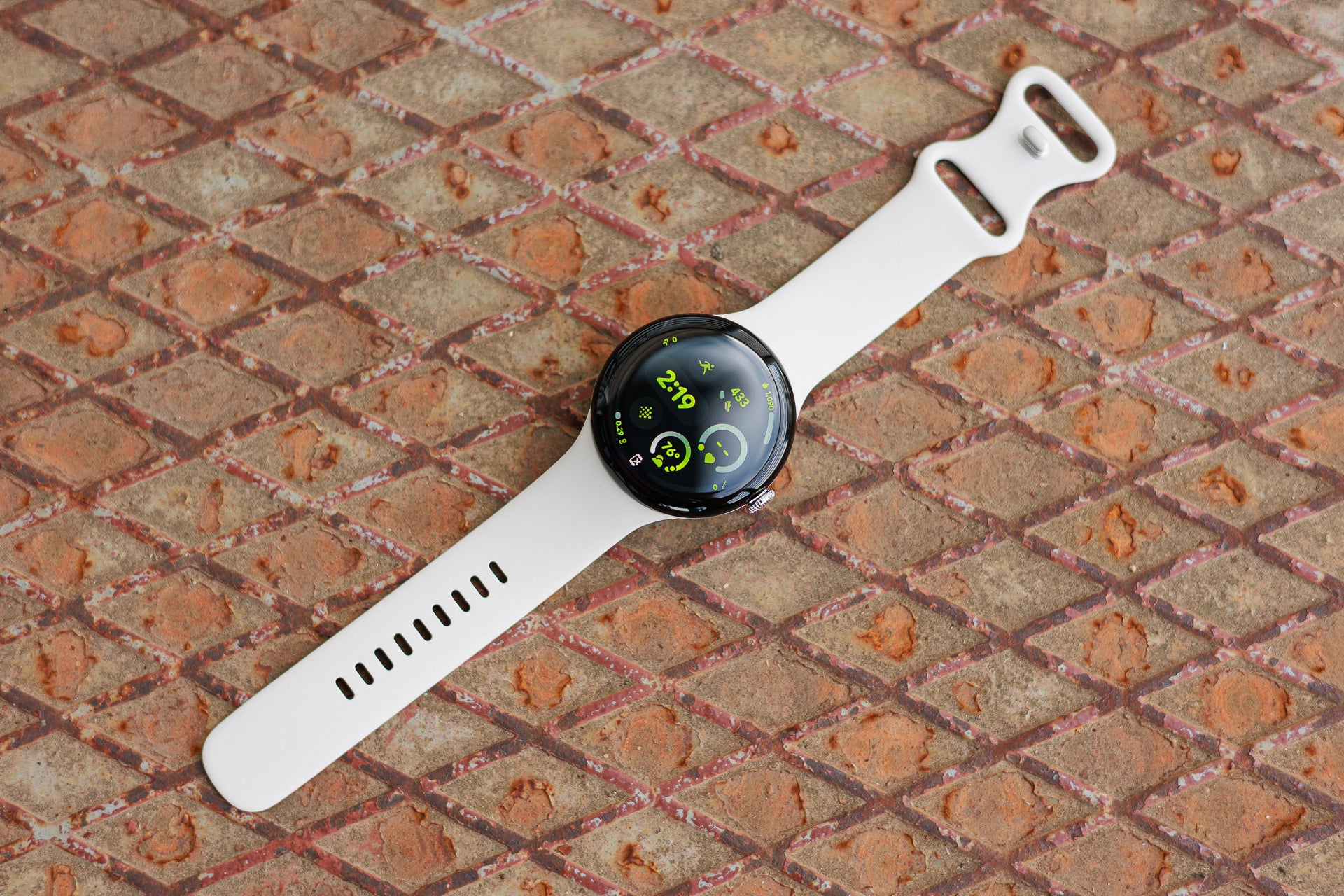 Image of a Pixel Watch 3 on a concrete surface