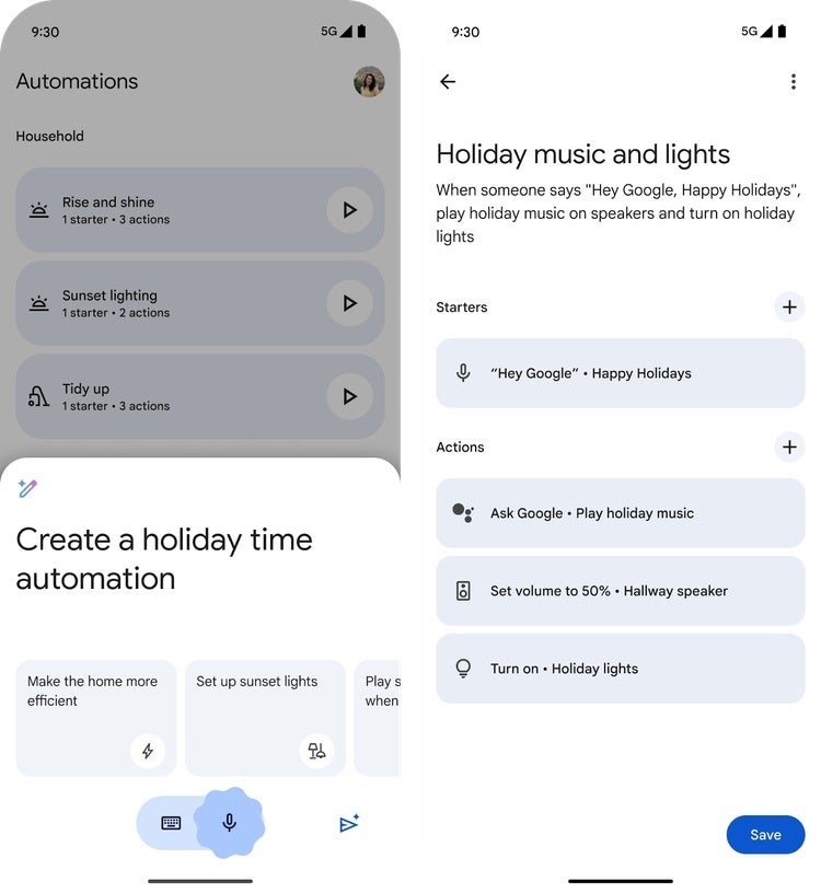 A screenshot of the Help me create feature in Google Home