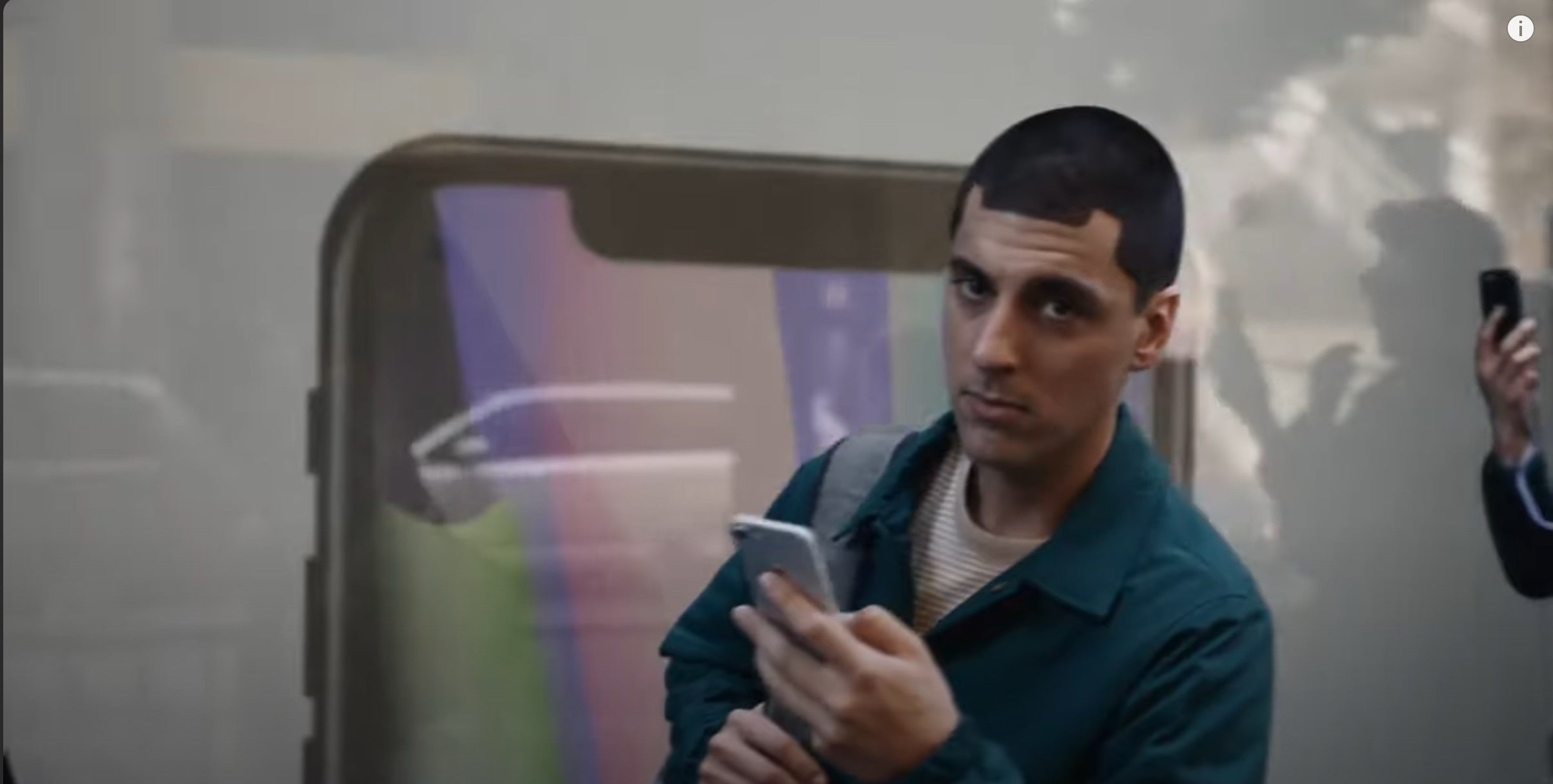 Screenshot from Samsung ad mocking the iPhone X