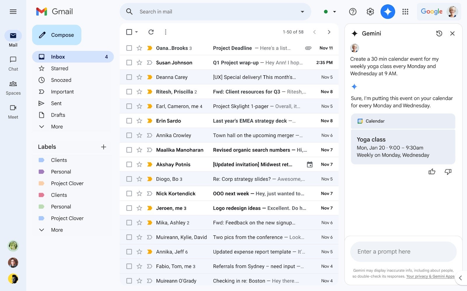 Gmail&#039;s Gemini side panel can now work with your calendar. &amp;nbsp;| Image credit — Google - Gmail&#039;s Gemini side panel can now help Workspace users manage their schedule more efficiently