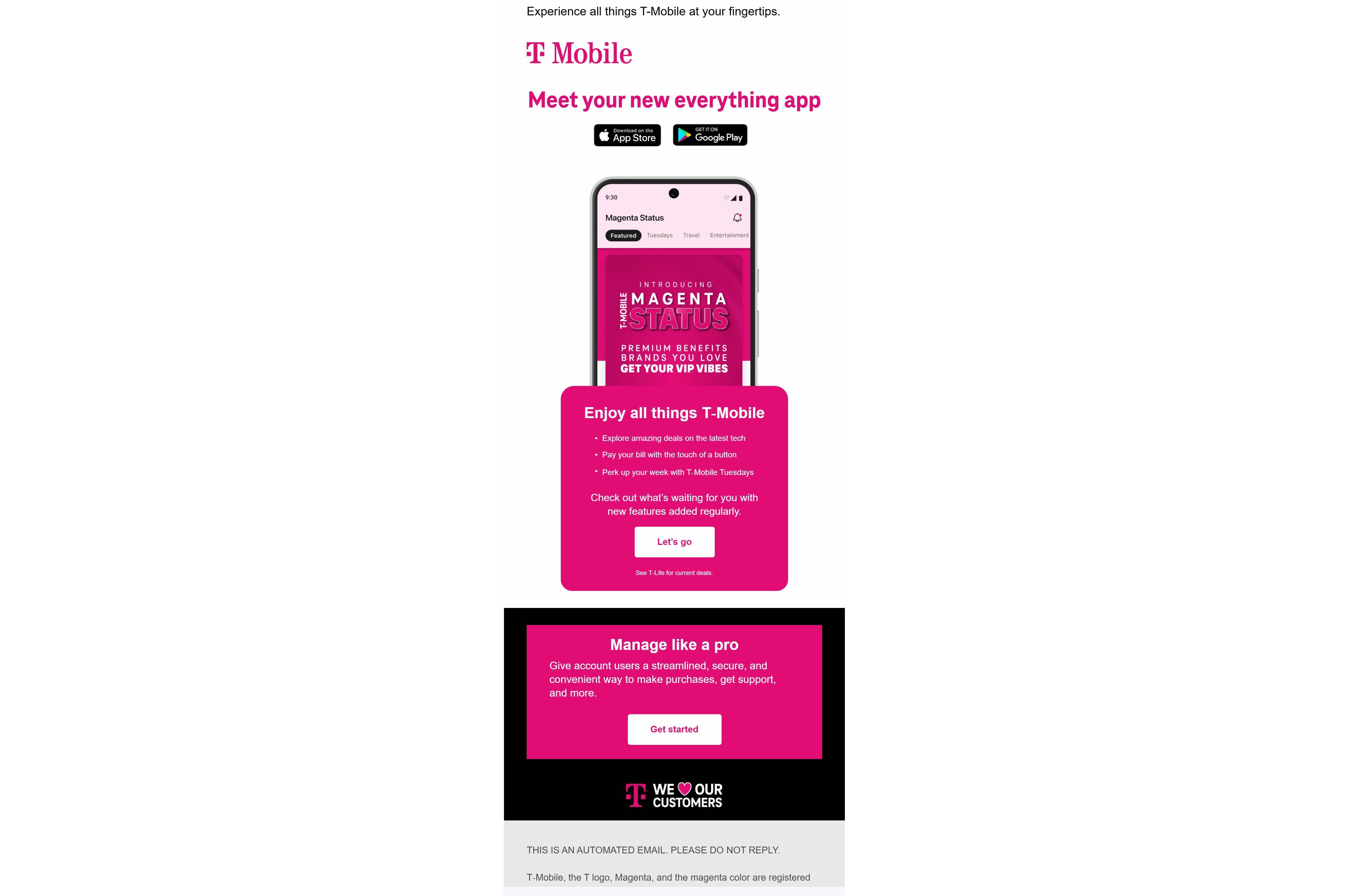 T-Mobile app delisted