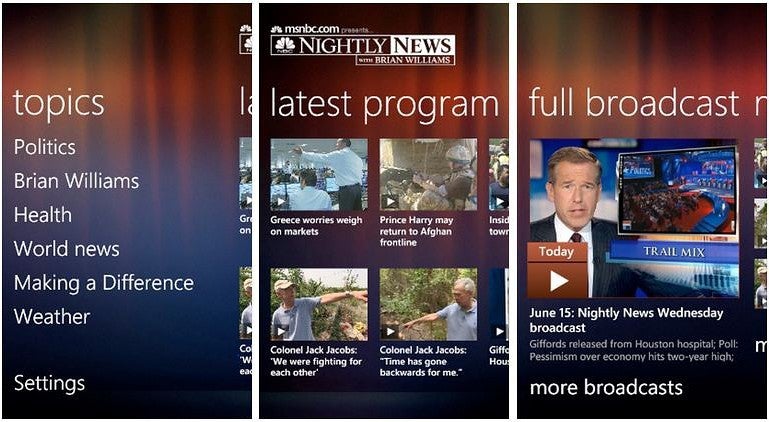 NBC Nightly News released in WP7 Marketplace