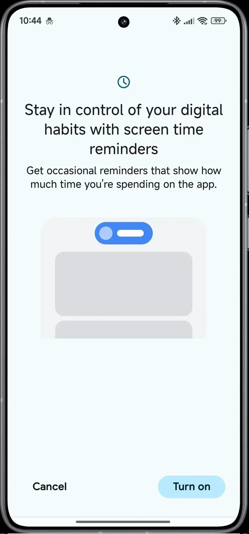 A screenshot from the Digital Wellbeing app