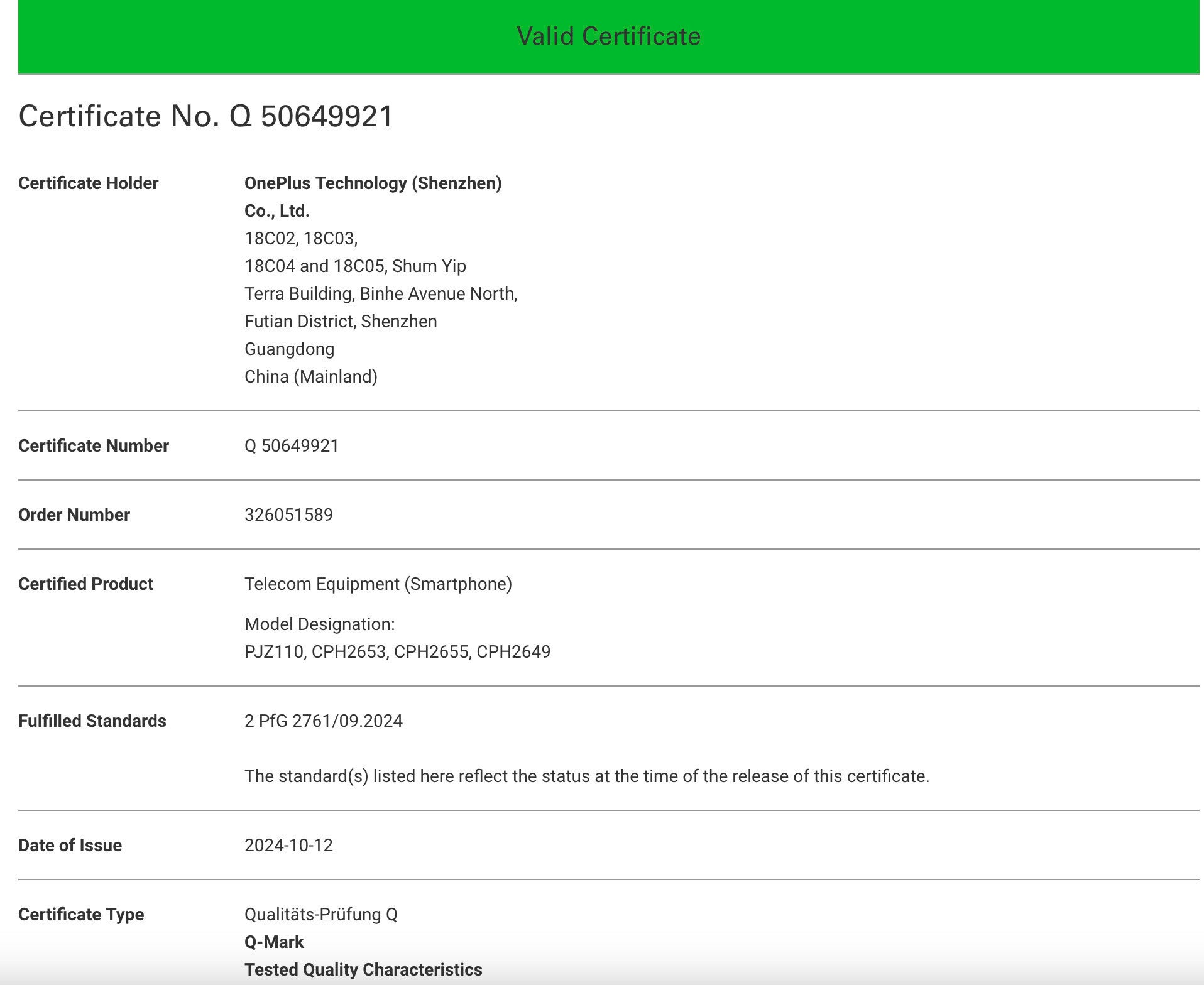 OnePlus 13&amp;#039;s TUV Rheinland certification