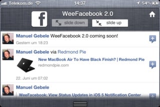 WeeFacebook widget for iOS 5 Notification Center goes 2.0