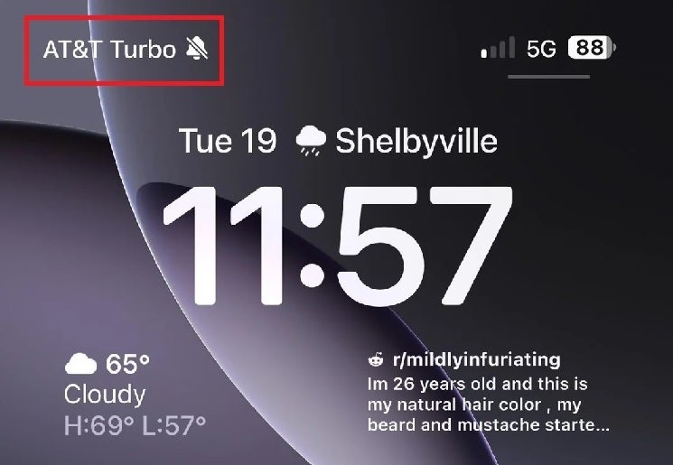 AT&amp;T Turbo is enabled on your phone when you see the Turbo indicator on your phone's status bar. | Image credit-No-Highlight7476 - Some AT&T subscribers don't know why this word is appearing in the status bar of their phones