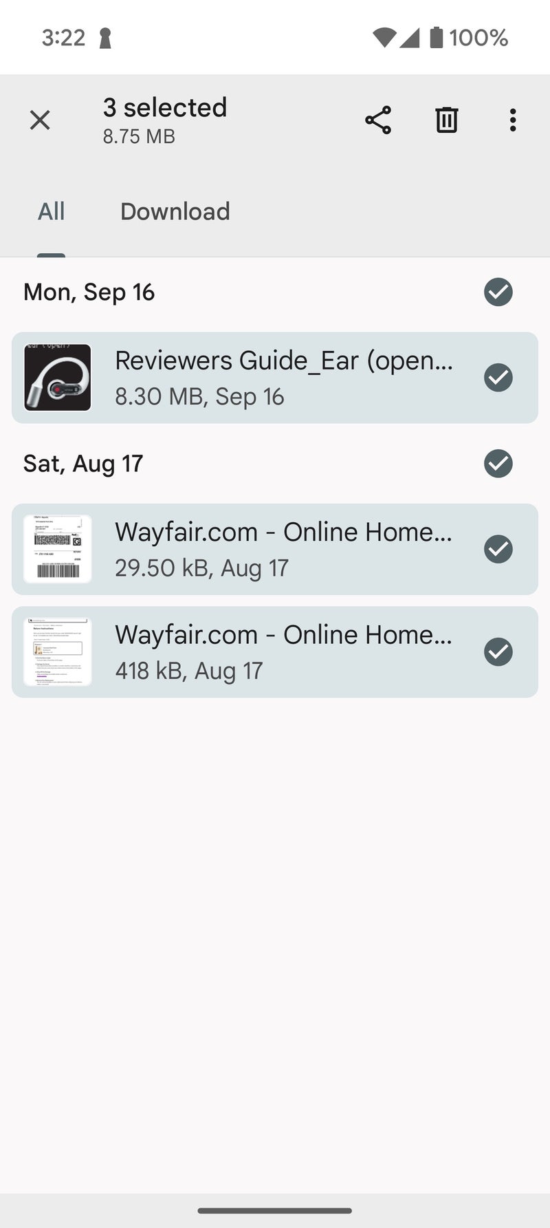 A screenshot of the process of uploading multiple files to Gemini from the share sheet