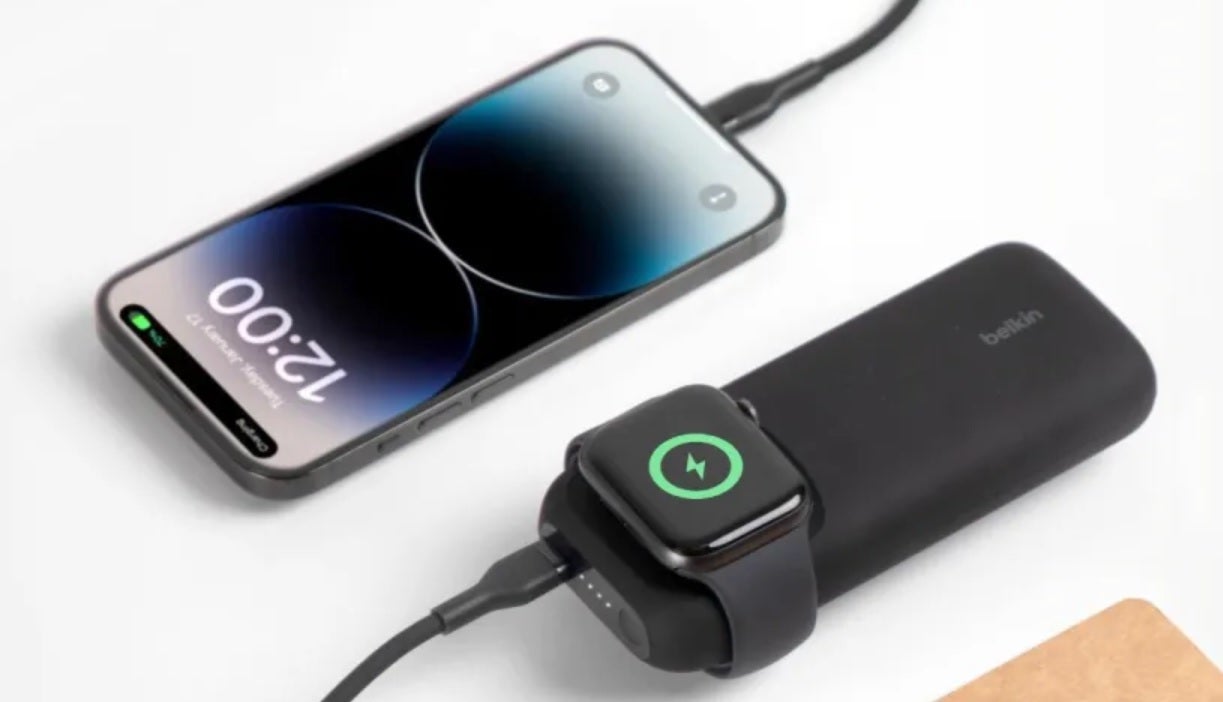 Photo of the recalled Belkin BoostCharge Pro Fast Wireless Charger for Apple Watch + Power Bank 10K, BPD005 which has been recalled.