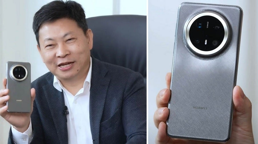 Huawei&amp;#039;s Richard Yu shows off the back of the upcoming Mate 70 Pro+.