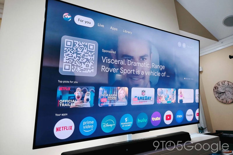 An image of Google TV displaying a QR code