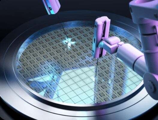 A silicon wafer in the process of being turned into chips.