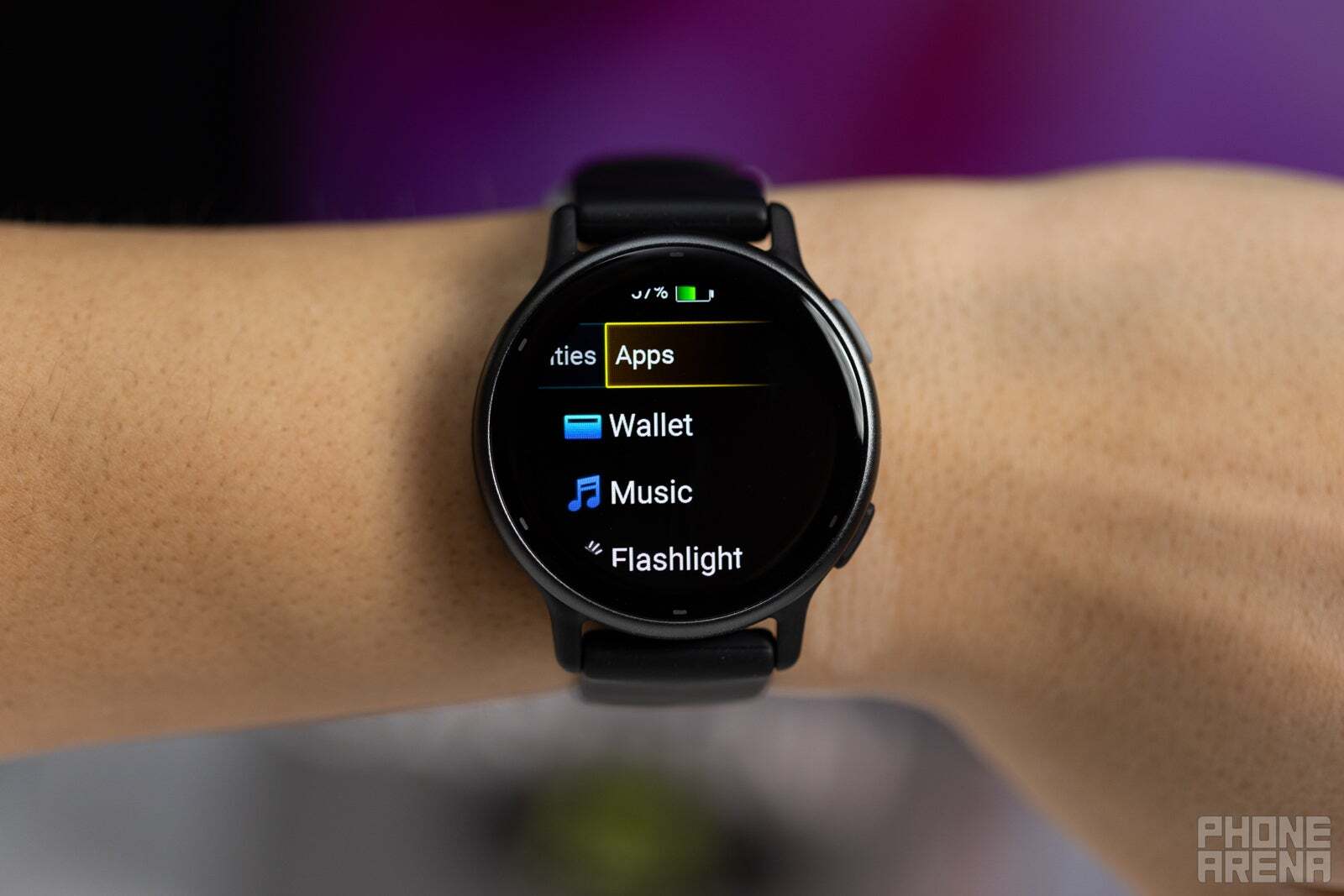 A person is wearing the Garmin Vivoactive 5 smartwatch on their hand.