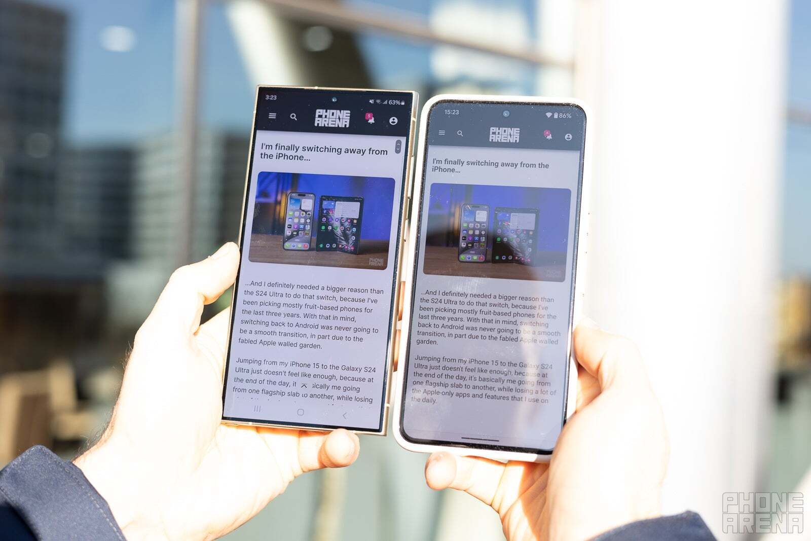 Galaxy S24 Ultra on the left, Pixel 8 Pro on the right. The difference is noticeable. | Image credit – PhoneArena - Galaxy S25: the Top Five reasons you should be excited about the upcoming Samsung flagship