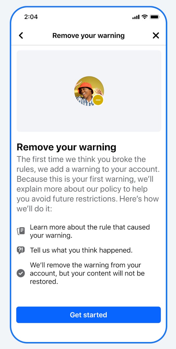 Facebook strike removal feature