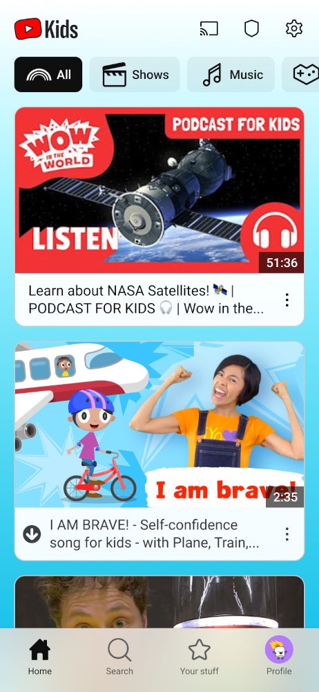 YouTube Kids mobile app