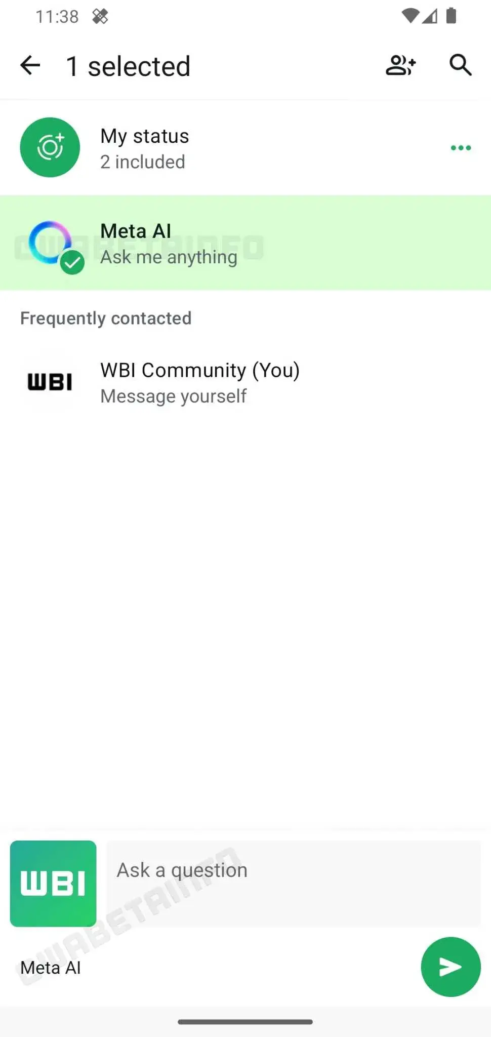 Image Credit - WABetaInfo - WhatsApp working on a way for you to forward a message to Meta AI