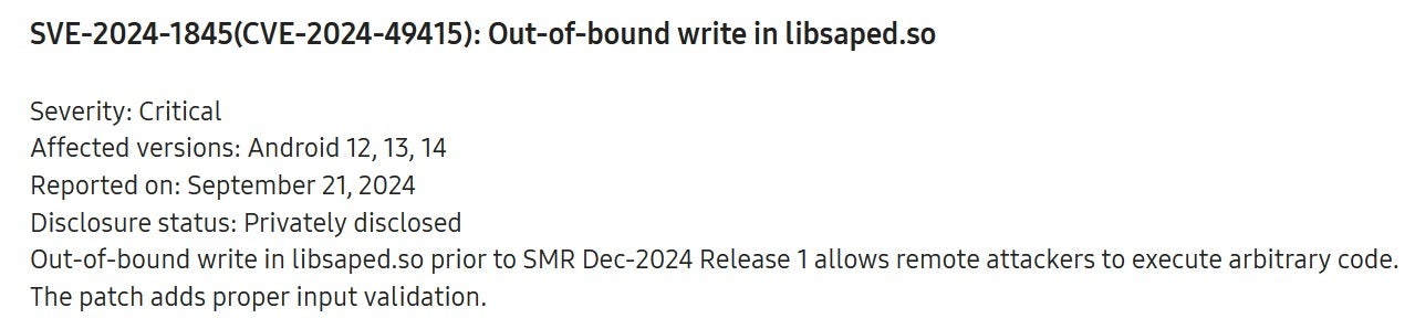 CVE-2024-49415 unpatched can allow a remote attacker to execute malicious code on your phone. | Image-credit-Samsung Mobile - Galaxy S24 users need to install the December security update ASAP. Here&#039;s why