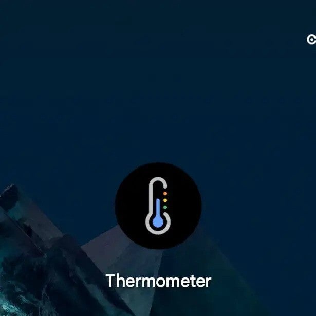 A dark blue background with a white thermometer icon in the center. 