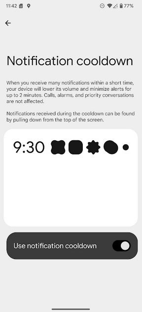 Notification cooldown is used when too many notifications start arriving.