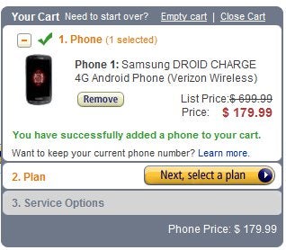 Amazon shaves more off the Samsung Droid Charge - now at $179.99