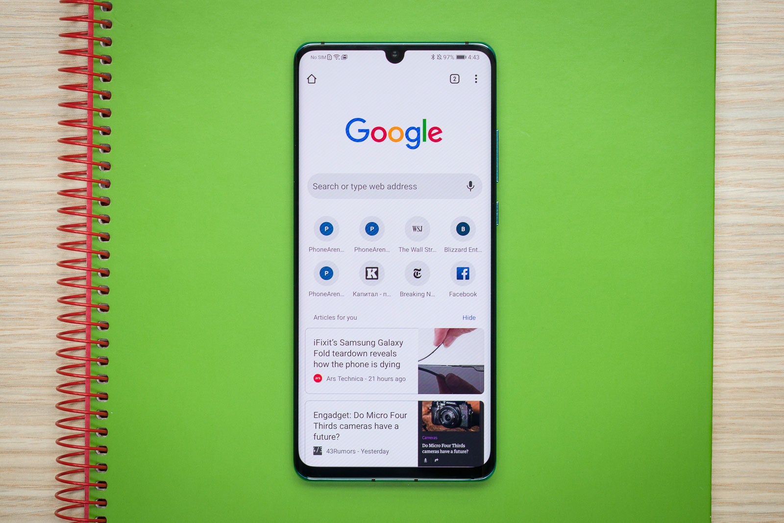 An image of an Android smartphone with Google Chrome