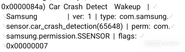 Screenshot of crash detection sensor code for the Samsung S25 series