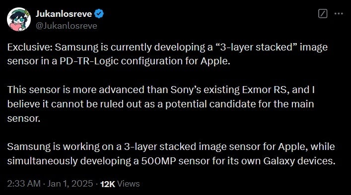 Samsung to Supply Advanced Image Sensors for iPhone 18 Series