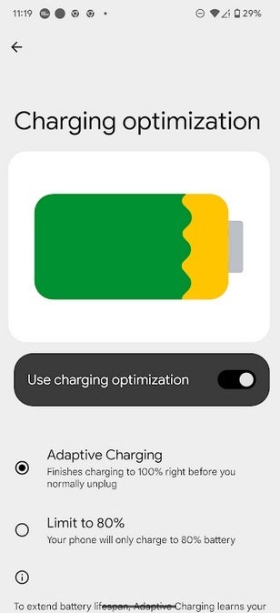 Optimizing the battery charging on a Pixel. | Image credit-PhoneArena - Google reveals how many charging cycles you&#039;ll get from your Pixel 3-Pixel 9 phone