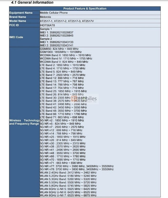 Image from FCC certification of the Moto G Stylus 5G (2025). | Image credit-91mobiles - FCC visit by the Moto G Stylus 5G (2025) suggests that a U.S. release isn't too far away