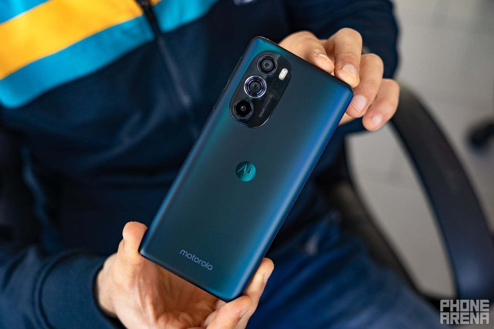 Image of the Moto Edge 30 Pro&amp;#039;s back in Blue.