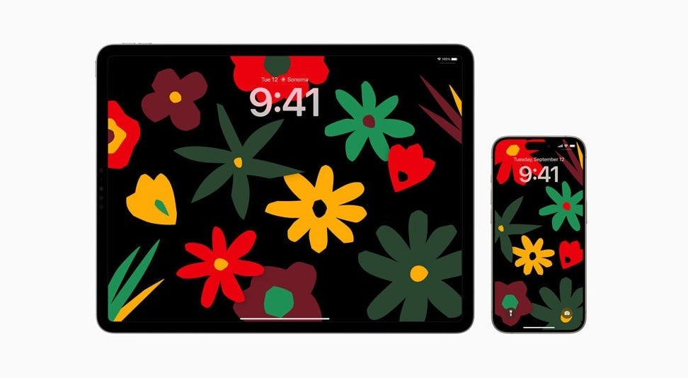 Last year&#039;s Black Unity iPhone and iPad wallpaper that fill in the outline of flowers with color when the display is active.&amp;nbsp; |-Image credit-Apple - Overdue Apple Watch accessory could be behind changes being made to Apple Stores