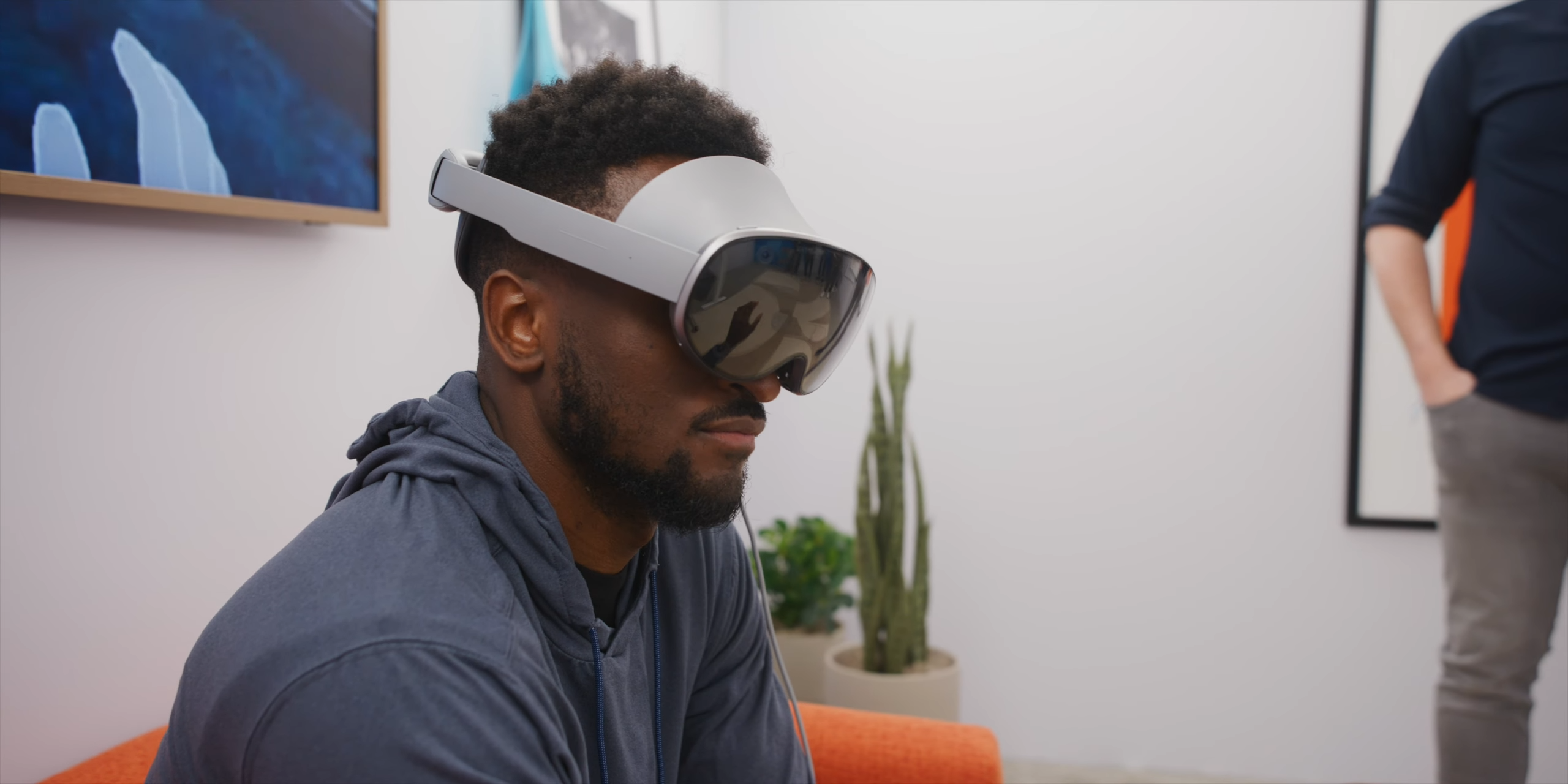 The headset in use | Image credit - Marques Brownlee - Hands-on video of Samsung and Google&#039;s XR headset reveals Apple Vision Pro competition strategy