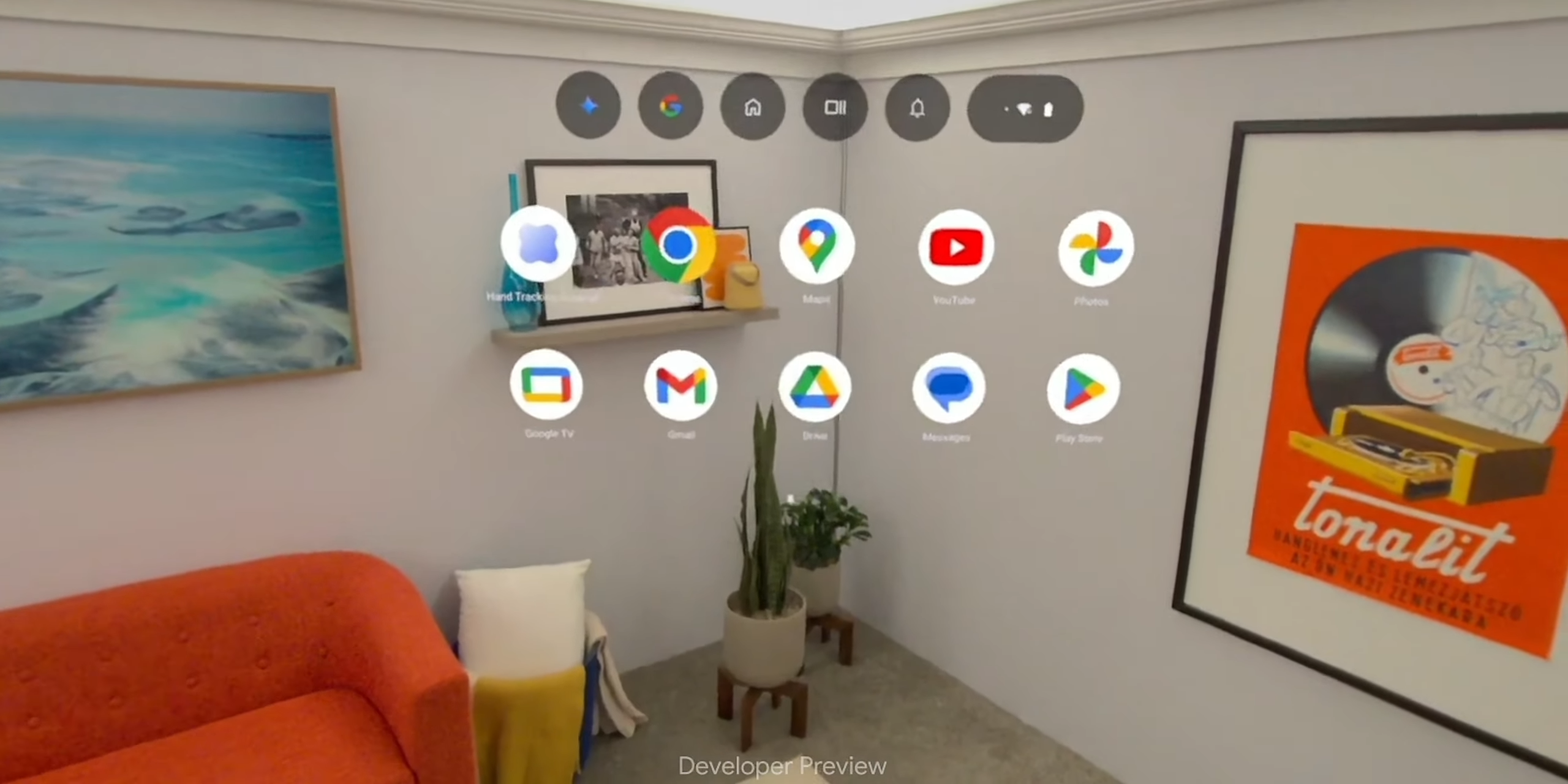 App icons arrangement | Image credit - Marques Brownlee - Hands-on video of Samsung and Google&#039;s XR headset reveals Apple Vision Pro competition strategy