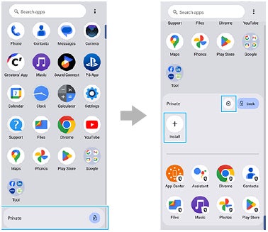 Adding an app to private space