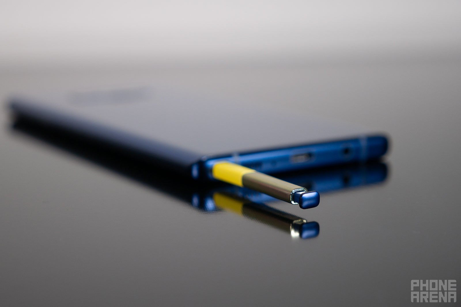 Closeup of the S Pen being taken out of the Galaxy Note 9 phone