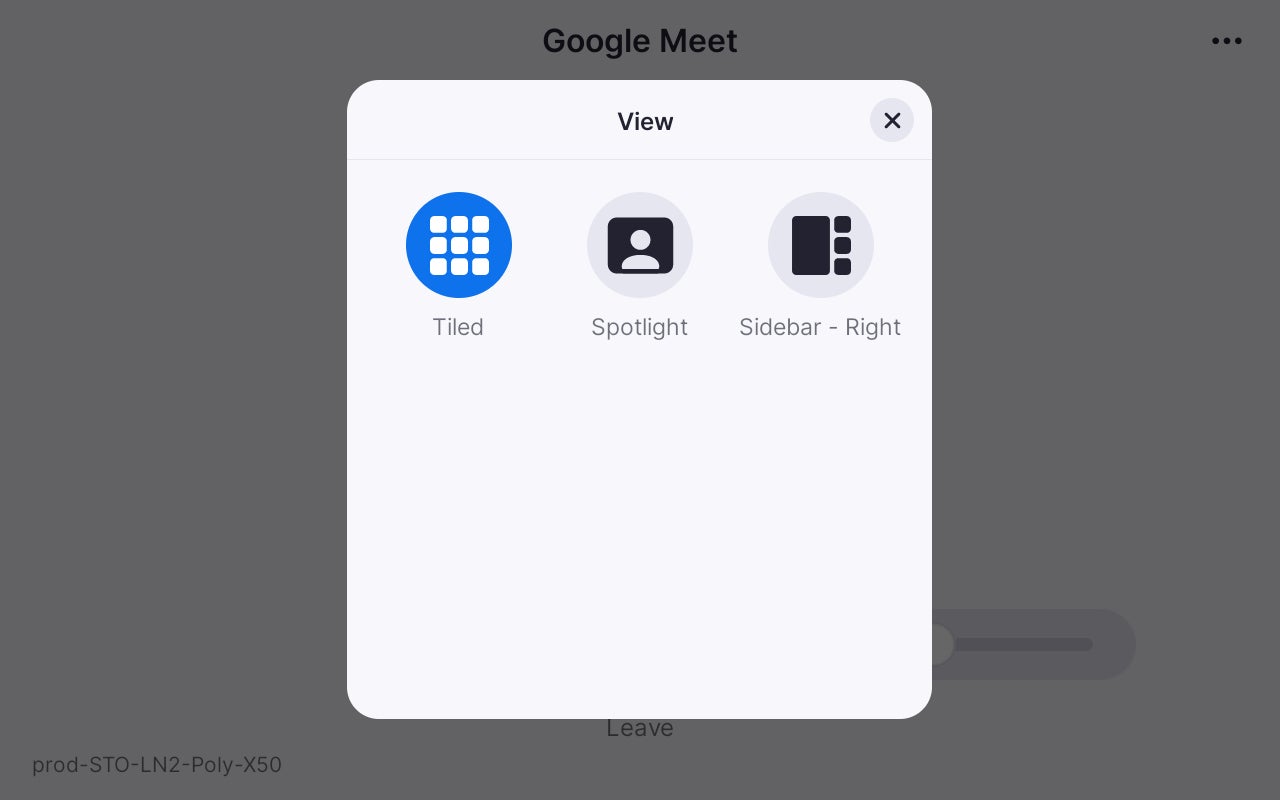 Select new layout view for Google Meet