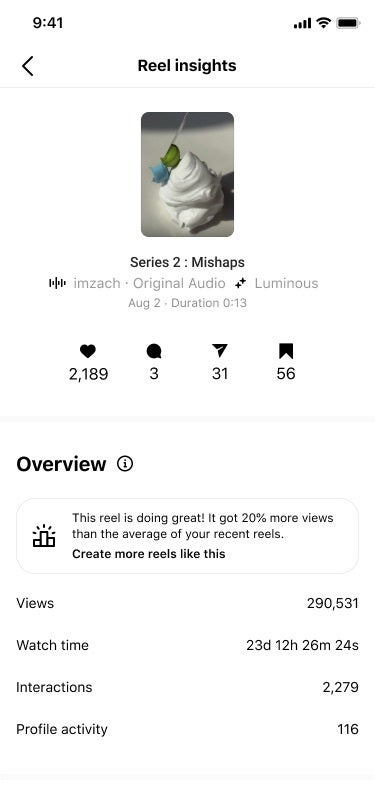 Screenshot of the new Instagram creator insights