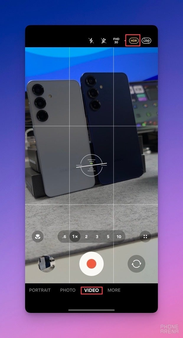 Screenshot of Galaxy S25 series HDR video feature